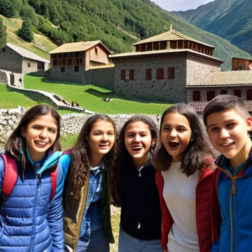 Home 15 **
Andorran students discovering their country. Capture students on a field trip exploring Andorran landmarks, engaging with local culture, and learning about their heritage with excitement and curiosity.
**