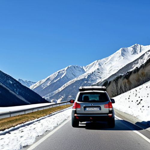 Home 14 Driving Safely in Andorran Mountains**
"A fully clothed family in a 4x4 vehicle carefully navigating a snowy mountain road in Andorra, appropriate attire, safe for work, daytime, perfect anatomy, correct proportions, showcasing winter tires and cautious driving. The background features a stunning vista of snow-capped Pyrenees mountains under a clear blue sky. Emphasize safety and responsible travel. Professional photography, high quality, family-friendly."
**