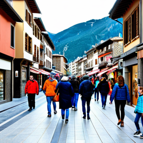 Home 7 **
"A bustling street scene in Andorra la Vella, featuring Spanish tourists shopping at various stores, fully clothed, appropriate attire, showcasing local Andorran products and Spanish brands, safe for work, professional photography, perfect anatomy, correct proportions, natural pose, family-friendly, high quality, vibrant colors, daytime setting"
**