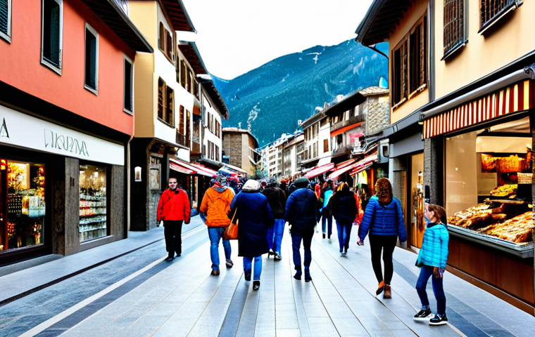 **
"A bustling street scene in Andorra la Vella, featuring Spanish tourists shopping at various stores, fully clothed, appropriate attire, showcasing local Andorran products and Spanish brands, safe for work, professional photography, perfect anatomy, correct proportions, natural pose, family-friendly, high quality, vibrant colors, daytime setting"
**